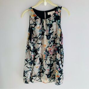 Philosophy Sleeveless Top Black Multi Floral Office Work Casual EUC Large